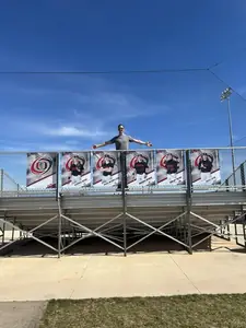 Senior banners hanging on the Owyhee stadium rail