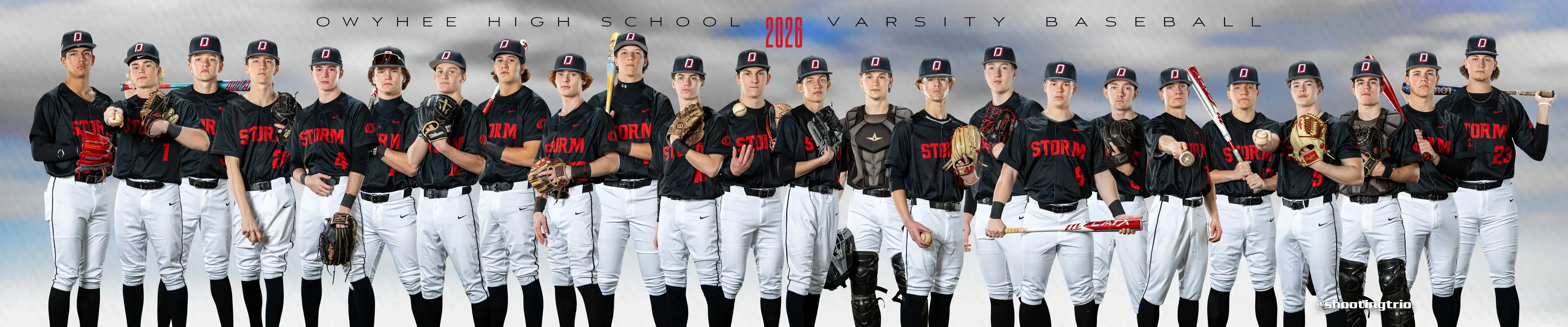 Owyhee High School varsity baseball panoramic team banner, Meridian Idaho