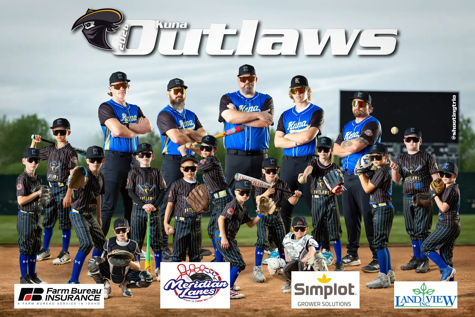 Kuna Outlaws 2025 Idaho State Champions banner with sponsor logos