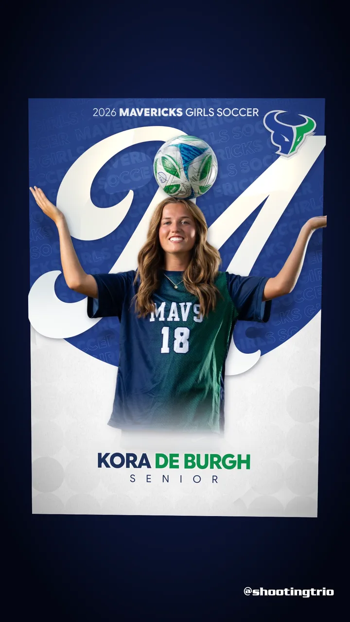 Kora De Burgh #18, Mountain View Mavericks girls soccer senior banner 2026