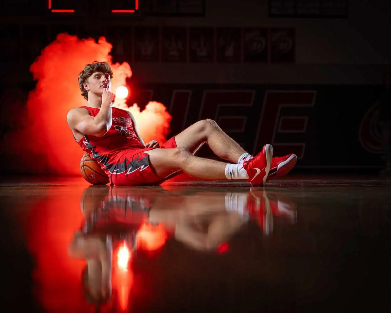 Owyhee basketball media day photography session with multiple players