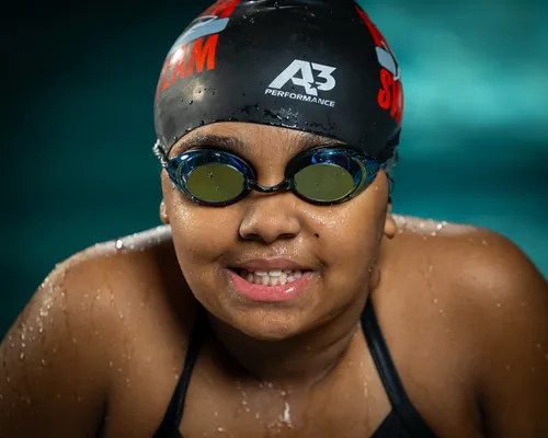 Swim team media day portrait at the pool, Treasure Valley Idaho